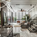 Modern Living Dining Area Interior Design With Sofa Coffee Table TV Netflix And Plants
