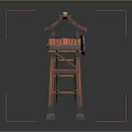 Traditional Wooden Tower Featuring Red Roof And Decorative Supporting Pillars On Green Ground