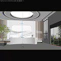 Elegant Modern Curved Reception Desk With Soft Ambient Lighting In Bright Spacious Office Lobby