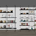 New Ornaments Combination Bookshelf Bookcase Teapot 3d model