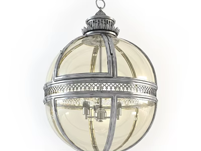 Classic Spherical Chandelier With Transparent Glass And Ornate Metal Frame 3d model