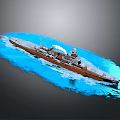 Battleship Naval Weapon Sailing on Blue Water with Detailed Military Design