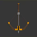 3D Crossbow Model Featuring Orange Brown Components Wooden Metal Parts And Red Emblem