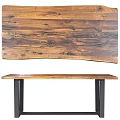 Rustic Live Edge Dining Table With Natural Wood Grain And Black Metal Frame