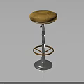 Yellow Leather Bar Stool With Metal Frame Circular Footrest And Silver Base 3d model