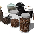 Ceramic Storage Jars with Coffee Beans and Grains for Kitchen Pantry Organization 3d model
