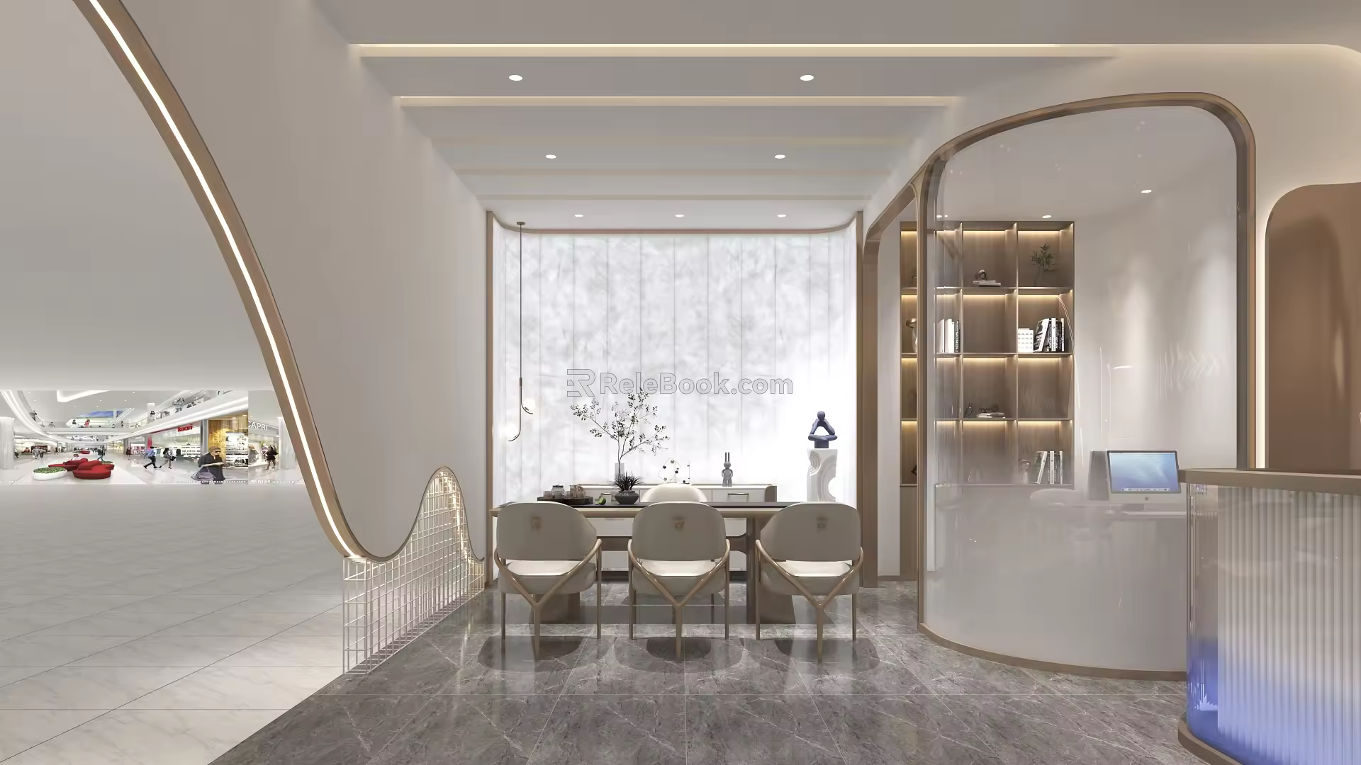 Reception Desk Reception Negotiation Rest Area DuPont Paper Ice Crack Board Light Box 3d model