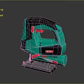 Green And Black Electric Jigsaw Power Tool With Ergonomic Handle And Metal Base