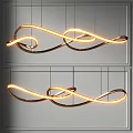 Modern Artistic Chandelier With Intertwined Metal Lines And Warm Glow Lighting