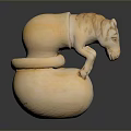 Detailed Tiger Sculpture Carving With Round Base And Ring Structure In Stone Material 3d model