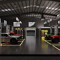 Modern Car Dealership Showroom With Parked Various Colored Cars And Spacious Interior Design
