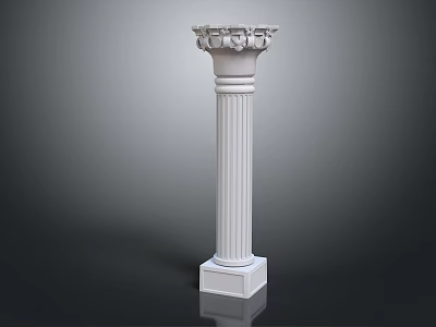 Scenic Classical Column View With White Carved Capital And Square Base Gray Gradient Background 3d model
