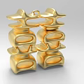 Golden Symmetrical Decorative Ornament Set With Stacked Geometric Modern Design