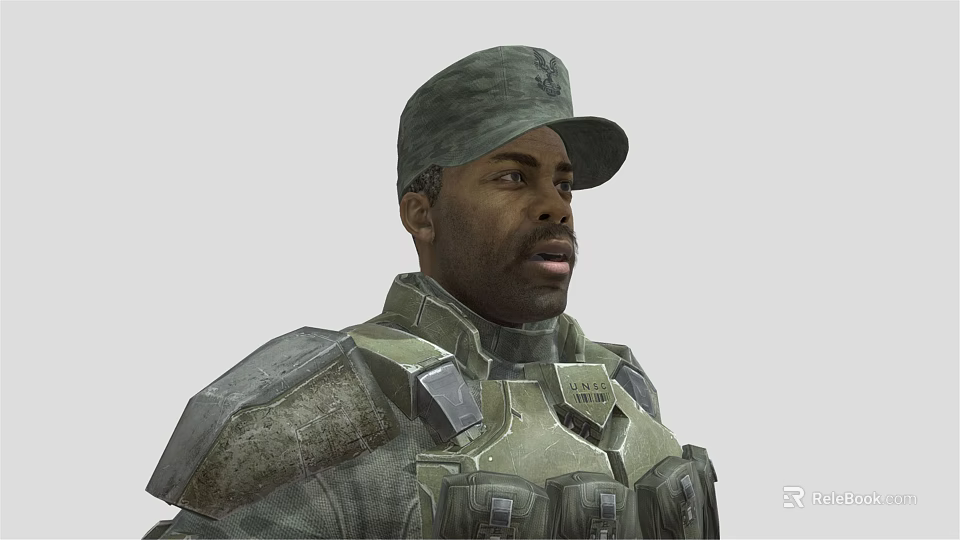 Game And Movie Character In Military Combat Armor With Green Cap And Tactical Gear 3d model 