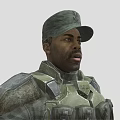 Game And Movie Character In Military Combat Armor With Green Cap And Tactical Gear