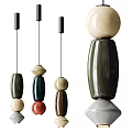 Modern Ceramic Pendant Lights With Stacked Multi Colored Cylindrical And Spherical Shapes 3d model