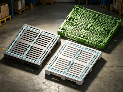 Durable Industrial Plastic Pallets With Grid Design And Different Colors 3d model