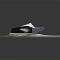 Futuristic Modern Architectural Model Featuring Geometric Shapes White Green Structure And Blue Pools