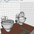 Cafeteria Interior With White Tiled Walls Brown Floor Green Mat And Silver Equipment