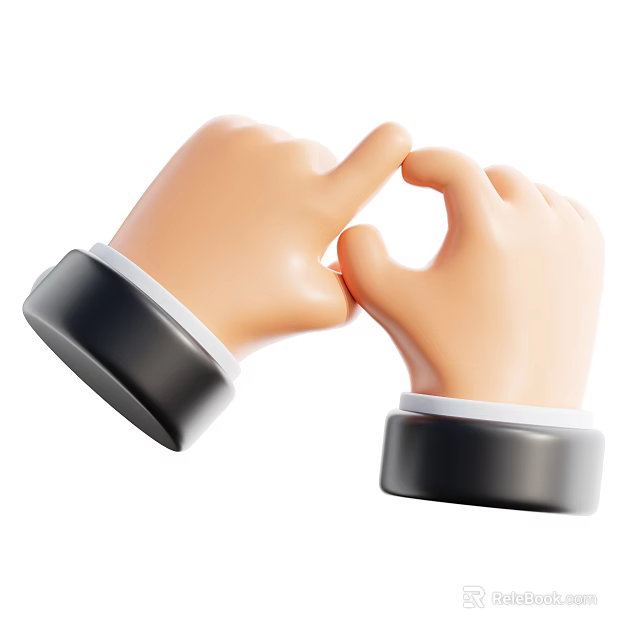 Playful Cartoon Hands Making Pinkie Promise Gesture With Formal Black Cuffs 3d model 