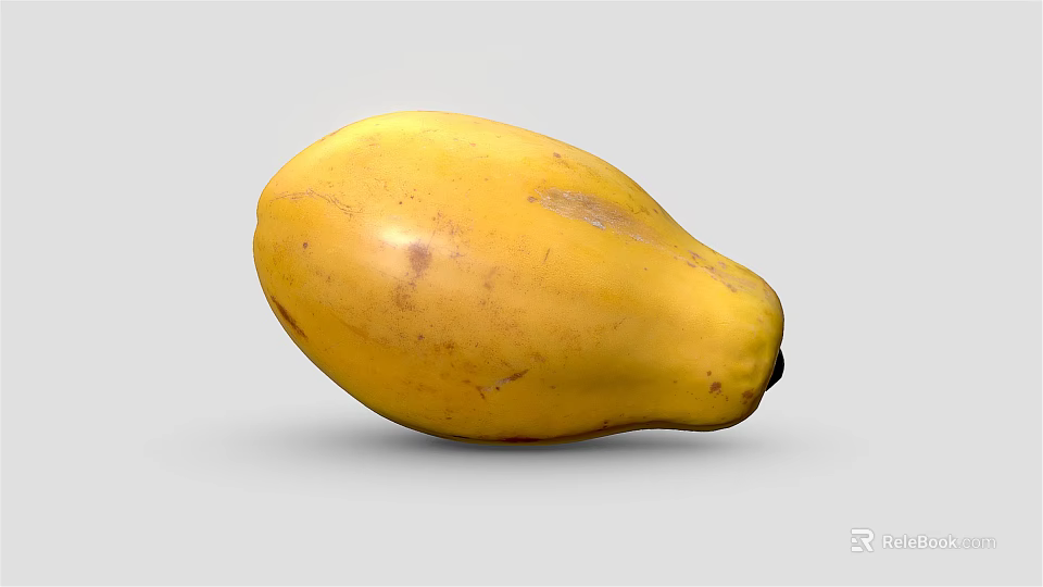 Fresh Ripe Yellow Papaya Fruit With Natural Brown Spots On Its Smooth Surface 3d model 