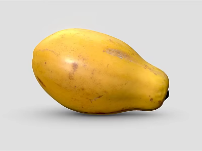 Fresh Ripe Yellow Papaya Fruit With Natural Brown Spots On Its Smooth Surface 3d model