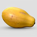 Fresh Ripe Yellow Papaya Fruit With Natural Brown Spots On Its Smooth Surface
