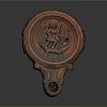 Ancient Brown Clay Vessel With Round Shape Carved Figure And Crocodile Motif