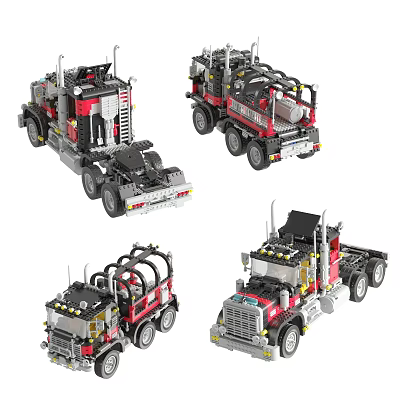 Electric Toy Building Block Trucks Red Fire Truck Models With Lights And Ladders 3d model Electric Toy Building Block Trucks Red Fire Truck Models With Lights And Ladders 3d model
