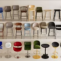 Multiple Bar Stools With Various Designs Colors And Materials On 3d model