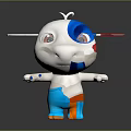 Cute White Blue Orange Cartoon Creature With Big Eyes And Open Arms