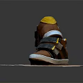 Kids Brown Shoes With Yellow Tongue Black Velcro Straps And White Rubber Sole For Comfortable Wear