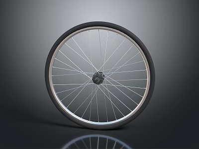 Bicycle Tire Design With Spokes And Hub Featuring Reflection On Black Background 3d model