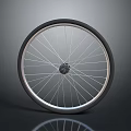 Bicycle Tire Design With Spokes And Hub Featuring Reflection On Black Background