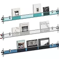 Modern Glass Bookshelf With Metal Frames And Open Layered Shelves Holding Books
