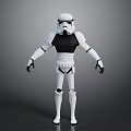 Star Wars Stormtrooper 3D Character Model With White Armor Black Gloves Standing Pose Gray Background