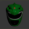 Character Dino Themed Helmet Green Design With Red Diamond And Sharp Teeth