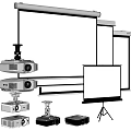 High Quality Projection Monitoring Equipment With Multiple Projectors And Tripod Screens