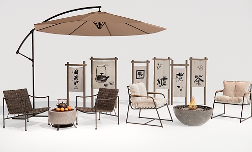 Modern Outdoor Chair Recreational Chair Stove Tea Cooking Stove Camping Outdoor Bonfire 3d model