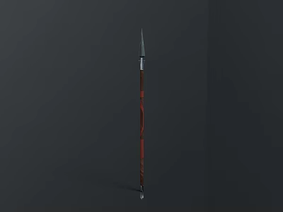 Traditional Weapon Spear With Sharp Metal Head And Wooden Shaft Design 3d model