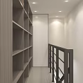 Modern Interior With Staircase Storage Cabinets And Washing Machine Setup 3d model