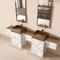 Modern Double Sink Bathroom Design With Marble Countertop And Wall Mirror 3d model