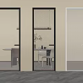 Modern Interior Swing Doors With Various Glass Designs And Black White Frames 3d model