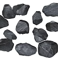Natural Black Rough Stones And Wooden Accents For Decorative Projects At Home