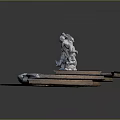 Ornate Garden Fountain With Intricate Statue And Tiered Steps Design