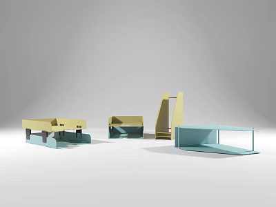 Modern Design Colorful Folders in Various Shapes with Yellow Blue Green Tones for Office 3d model