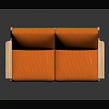 Modern Orange Two Seater Sofa With Wooden Frame And Armrests