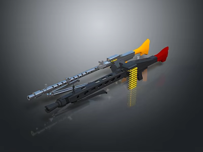 Rocket Propelled Grenade Launcher With Yellow Red Fin Black Body And Grip Design 3d model