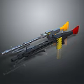 Rocket Propelled Grenade Launcher With Yellow Red Fin Black Body And Grip Design