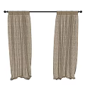 Beige Linen Curtains With Sheer Panels For Black Frame Window Decoration